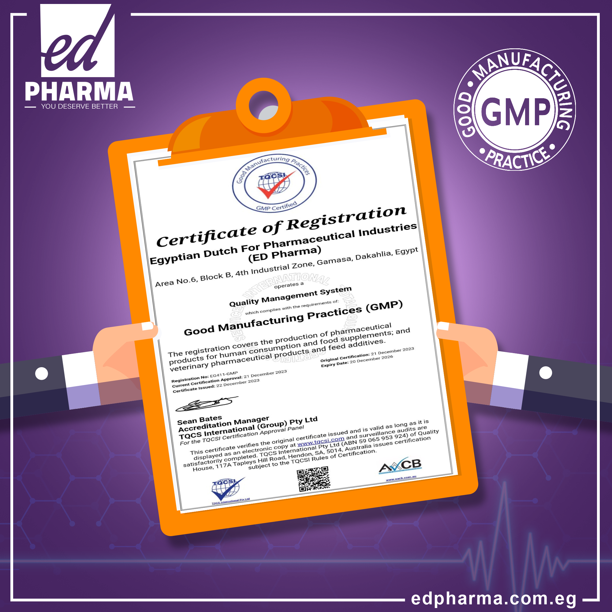 Good manufacturing practice GMP certificate